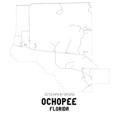 Obraz premium Ochopee Florida. US street map with black and white lines.