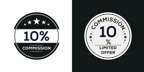 Fototapeta na wymiar 10% Commission limited offer, Vector label.