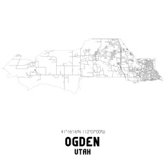 Ogden Utah. US street map with black and white lines.
