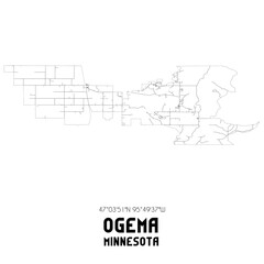 Obraz premium Ogema Minnesota. US street map with black and white lines.