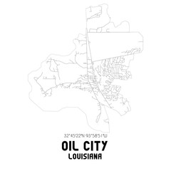 Obraz premium Oil City Louisiana. US street map with black and white lines.