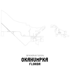 Okahumpka Florida. US street map with black and white lines.