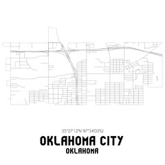 Oklahoma City Oklahoma. US street map with black and white lines.