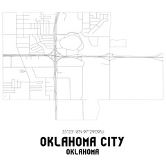 Oklahoma City Oklahoma. US street map with black and white lines.