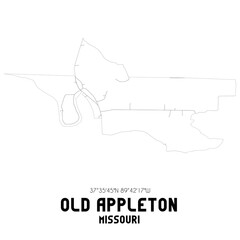 Old Appleton Missouri. US street map with black and white lines.