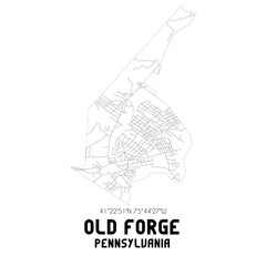 Old Forge Pennsylvania. US street map with black and white lines.