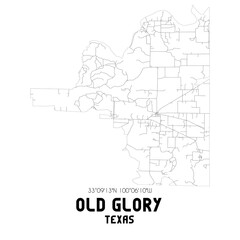 Old Glory Texas. US street map with black and white lines.