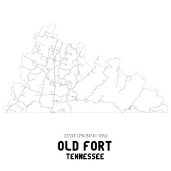 Fototapeta premium Old Fort Tennessee. US street map with black and white lines.