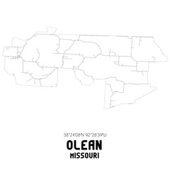 Olean Missouri. US street map with black and white lines.