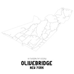 Olivebridge New York. US street map with black and white lines.