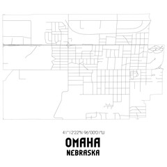 Omaha Nebraska. US street map with black and white lines.
