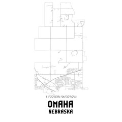 Omaha Nebraska. US street map with black and white lines.