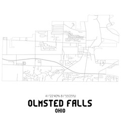 Olmsted Falls Ohio. US street map with black and white lines.