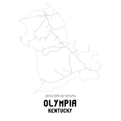 Olympia Kentucky. US street map with black and white lines.