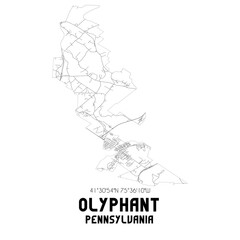 Olyphant Pennsylvania. US street map with black and white lines.