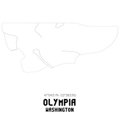 Olympia Washington. US street map with black and white lines.