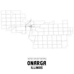 Onarga Illinois. US street map with black and white lines.