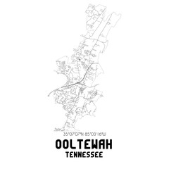Ooltewah Tennessee. US street map with black and white lines.