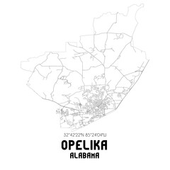 Fototapeta premium Opelika Alabama. US street map with black and white lines.