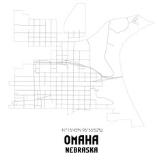 Omaha Nebraska. US street map with black and white lines.
