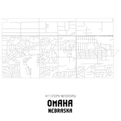 Omaha Nebraska. US street map with black and white lines.
