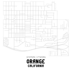 Orange California. US street map with black and white lines.