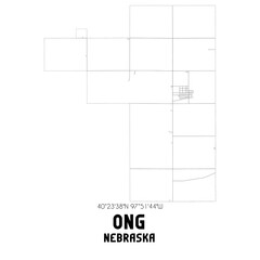 Ong Nebraska. US street map with black and white lines.
