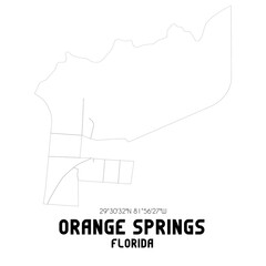 Orange Springs Florida. US street map with black and white lines.