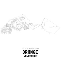 Obraz premium Orange California. US street map with black and white lines.