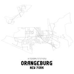 Orangeburg New York. US street map with black and white lines.