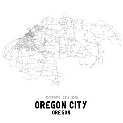 Oregon City Oregon. US street map with black and white lines.