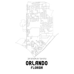 Orlando Florida. US street map with black and white lines.