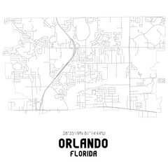 Orlando Florida. US street map with black and white lines.