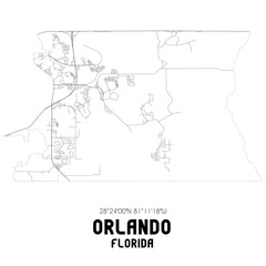 Fototapeta na wymiar Orlando Florida. US street map with black and white lines.