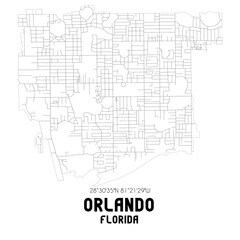 Obraz premium Orlando Florida. US street map with black and white lines.