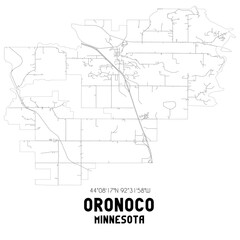 Oronoco Minnesota. US street map with black and white lines.