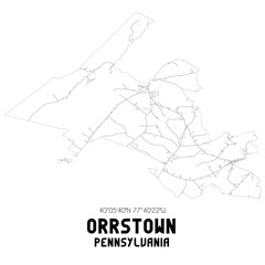Orrstown Pennsylvania. US street map with black and white lines.
