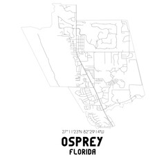 Osprey Florida. US street map with black and white lines.