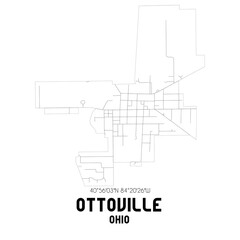 Ottoville Ohio. US street map with black and white lines.