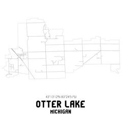 Otter Lake Michigan. US street map with black and white lines.