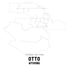 Otto Wyoming. US street map with black and white lines.