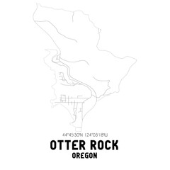 Otter Rock Oregon. US street map with black and white lines.