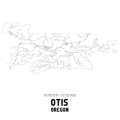 Otis Oregon. US street map with black and white lines.