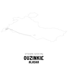 Ouzinkie Alaska. US street map with black and white lines.