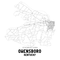 Owensboro Kentucky. US street map with black and white lines.
