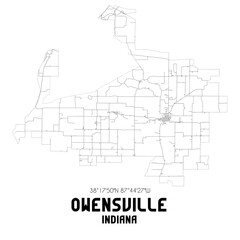 Owensville Indiana. US street map with black and white lines.