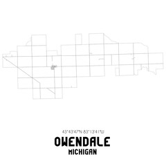 Owendale Michigan. US street map with black and white lines.