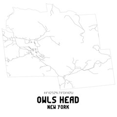 Owls Head New York. US street map with black and white lines.