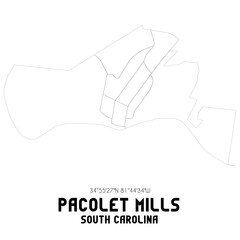 Pacolet Mills South Carolina. US street map with black and white lines.