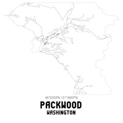 Packwood Washington. US street map with black and white lines.